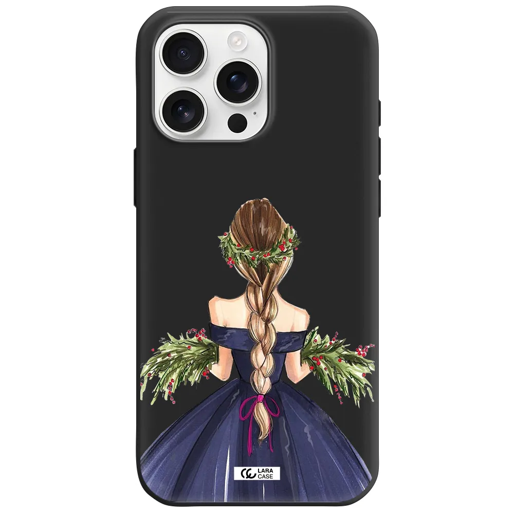 Long Hair Girl Watercolor Apple Iphone 16 Pro Max Silicone Black Case