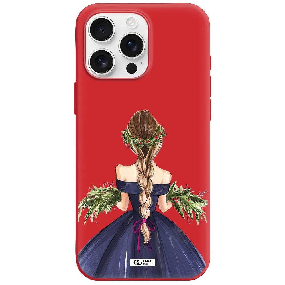 Long Hair Girl Watercolor Apple Iphone 16 Pro Max Silicone Imperial Red Case