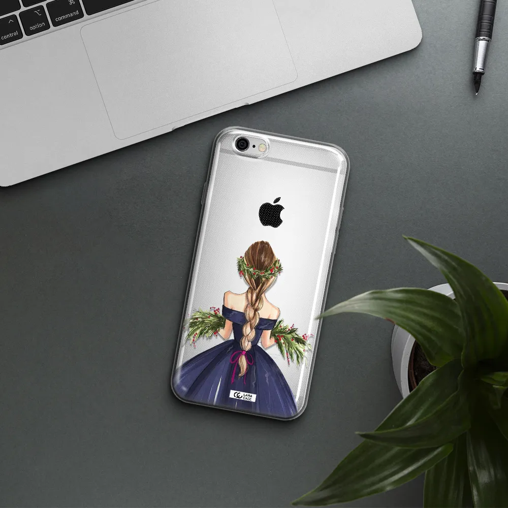 Long Hair Girl Watercolor Apple iPhone 6 Clear TPU Case