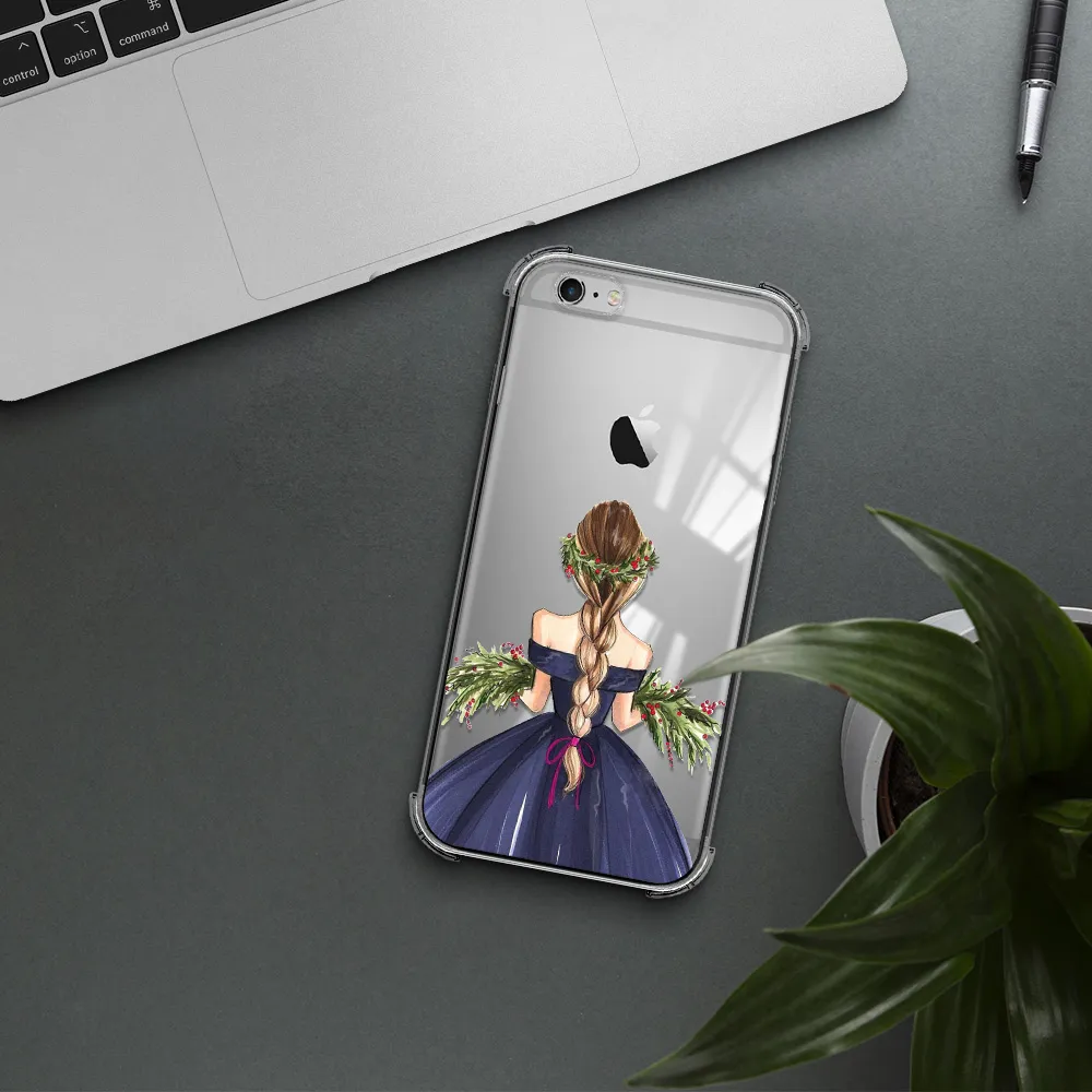 Long Hair Girl Watercolor Apple iPhone 6 plus Clear PC Case