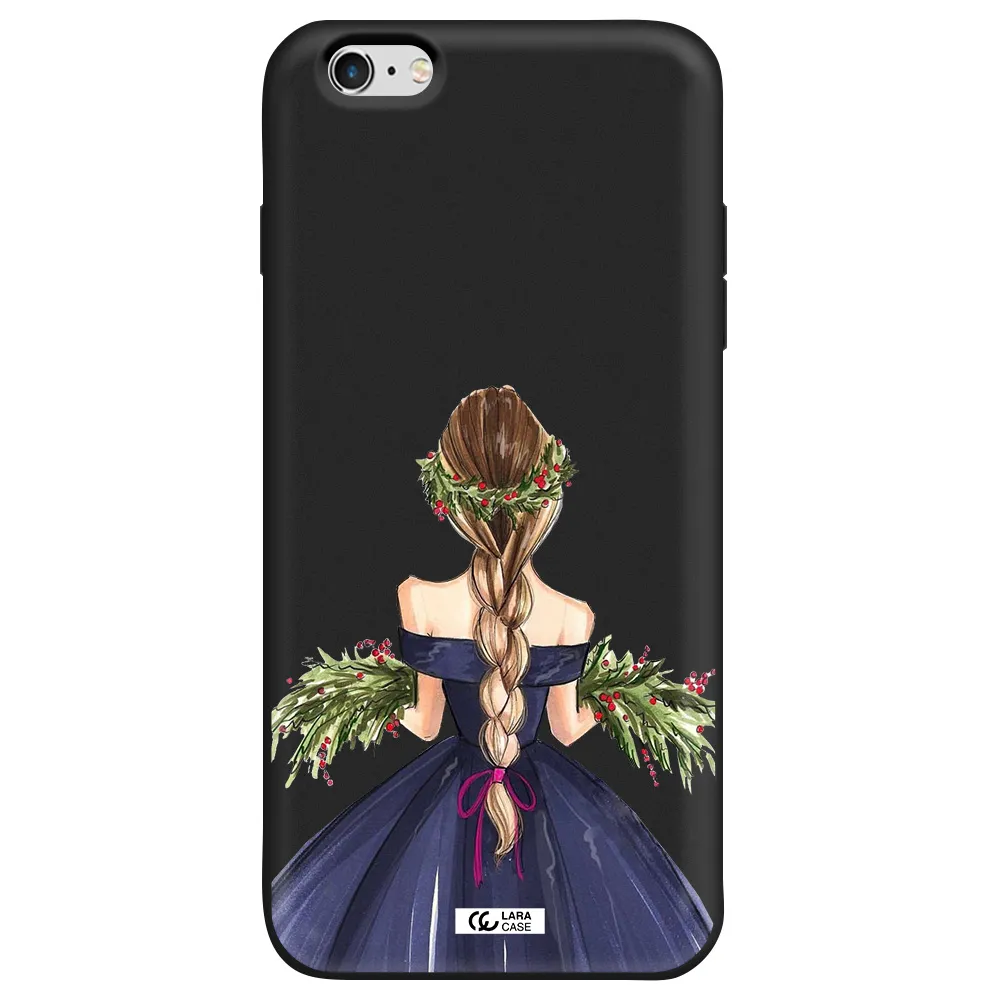 Long Hair Girl Watercolor Apple iPhone 6 plus Silicone black Case