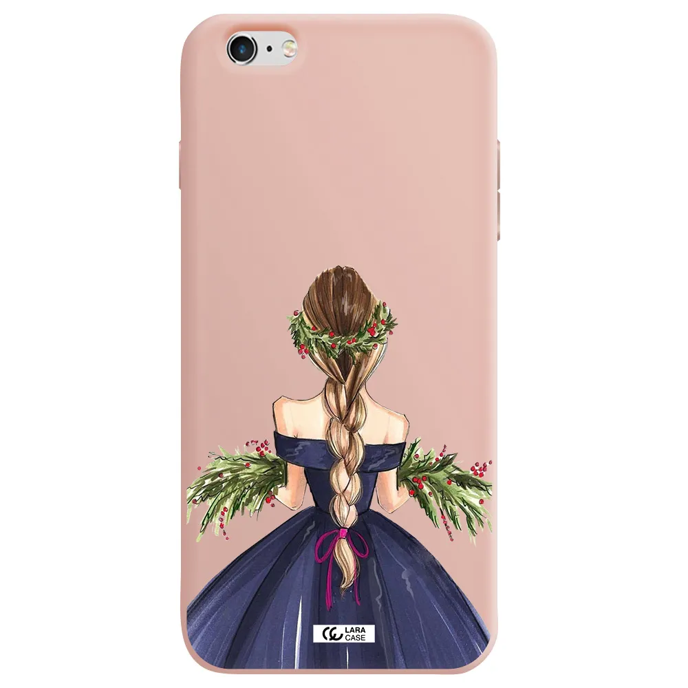 Long Hair Girl Watercolor Apple iPhone 6 plus Silicone pastel pink Case