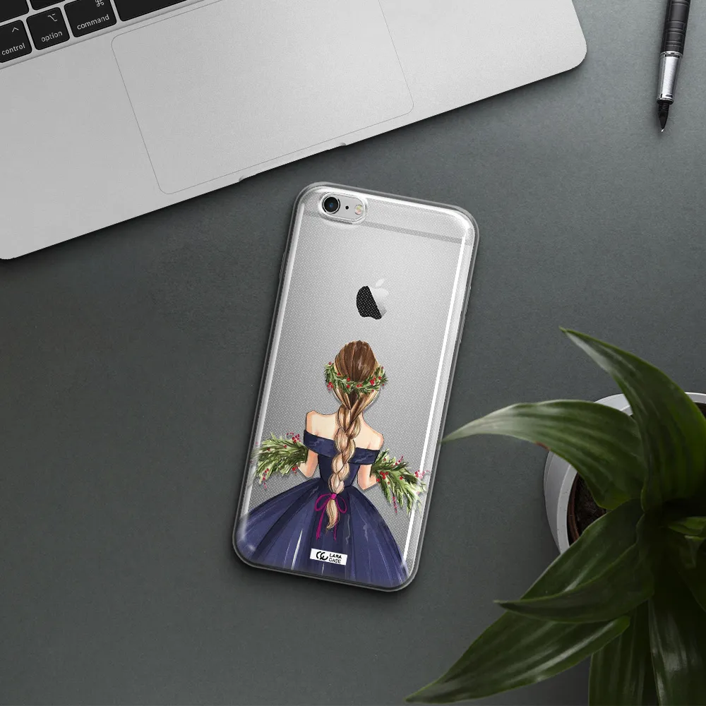 Long Hair Girl Watercolor Apple iPhone 6 s plus Clear TPU Case