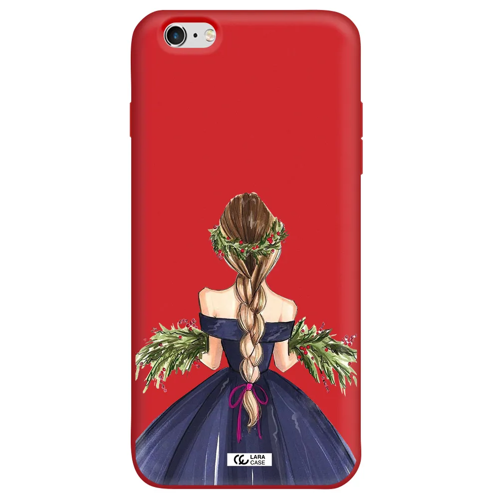 Long Hair Girl Watercolor Apple iPhone 6 s plus Silicone Imperial Red Case
