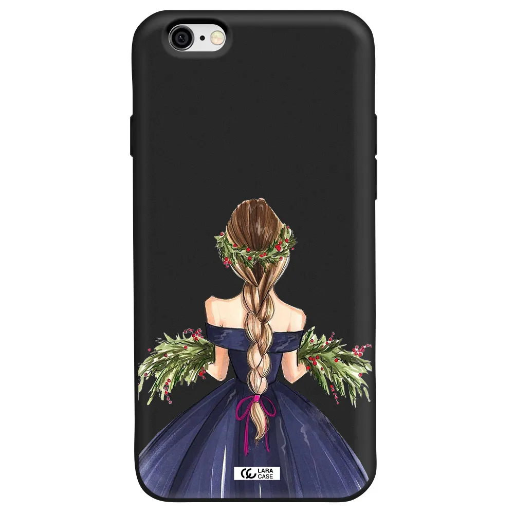 Long Hair Girl Watercolor Apple iPhone 6 Silicone black Case