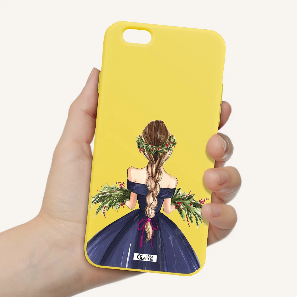 Long Hair Girl Watercolor Apple iPhone 6 Silicone canary yellow Case
