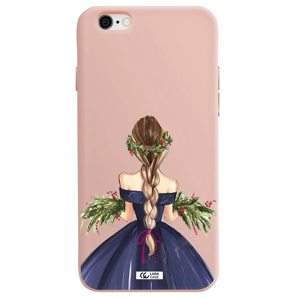 Long Hair Girl Watercolor Apple iPhone 6 Silicone pastel pink Case