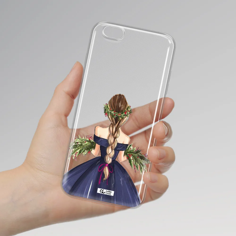 Long Hair Girl Watercolor Apple iPhone 6S Clear TPU Case