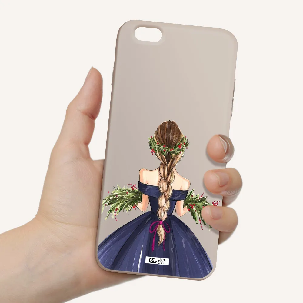 Long Hair Girl Watercolor Apple iPhone 6S Silicone Stone Case