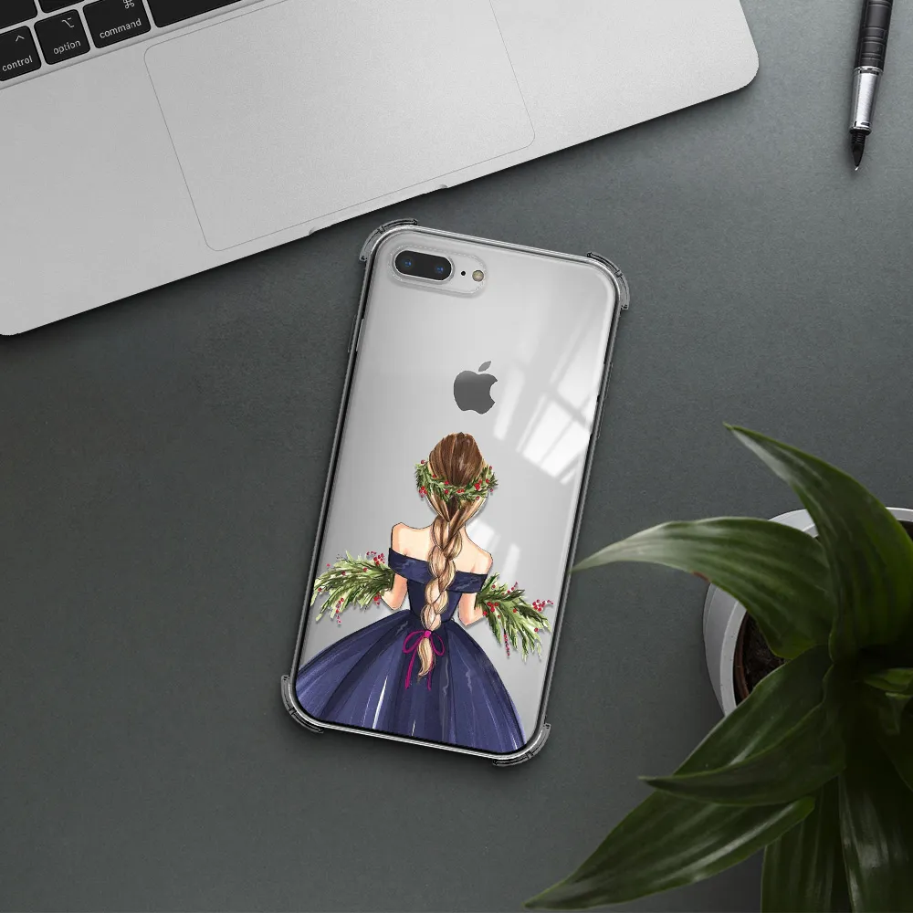 Long Hair Girl Watercolor Apple iPhone 7 plus Clear PC Case