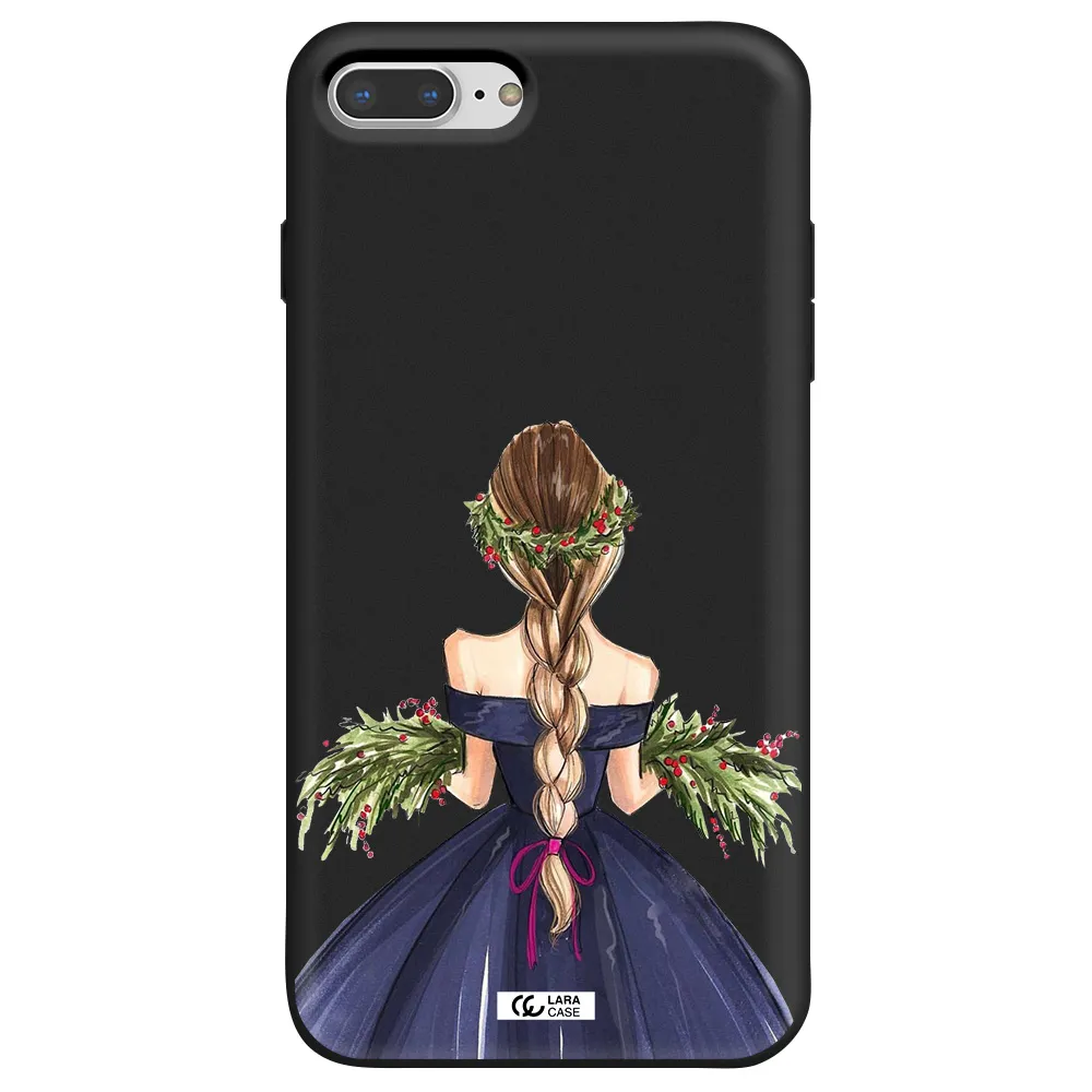 Long Hair Girl Watercolor Apple iPhone 7 plus Silicone black Case