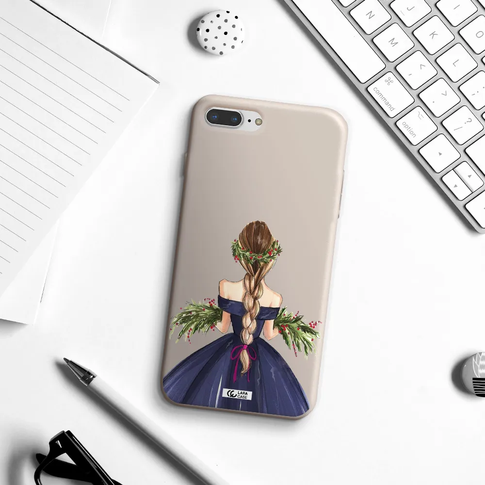Long Hair Girl Watercolor Apple iPhone 7 plus Silicone Stone Case