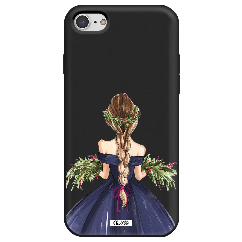 Long Hair Girl Watercolor Apple iPhone 7 Silicone black Case