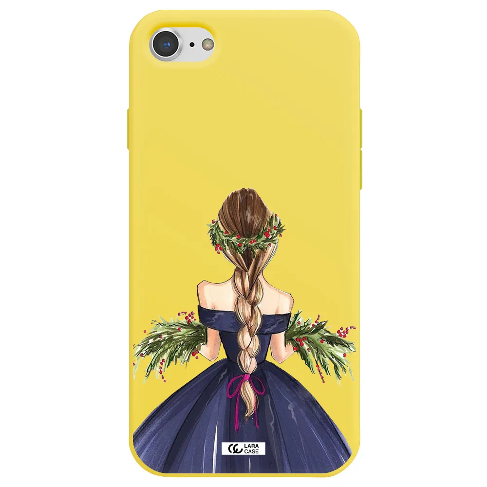 Long Hair Girl Watercolor Apple iPhone 7 Silicone canary yellow Case