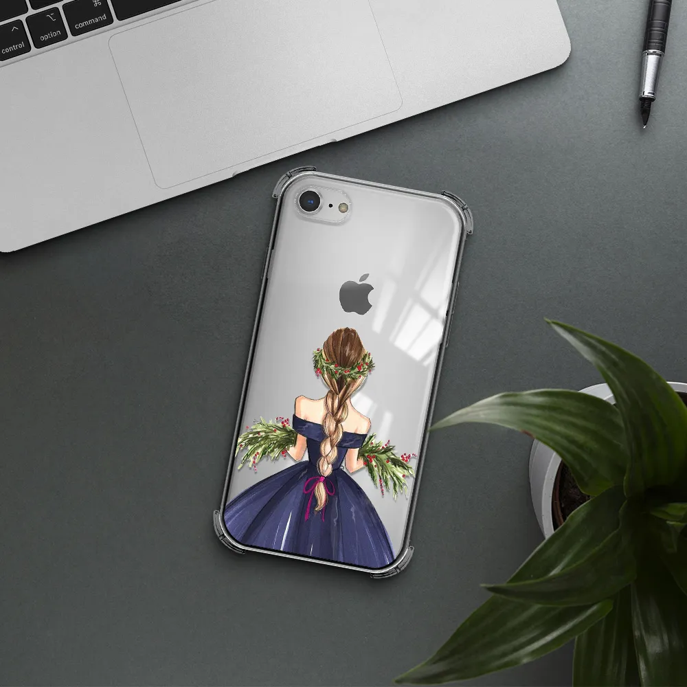 Long Hair Girl Watercolor Apple iPhone 8 Clear PC Case