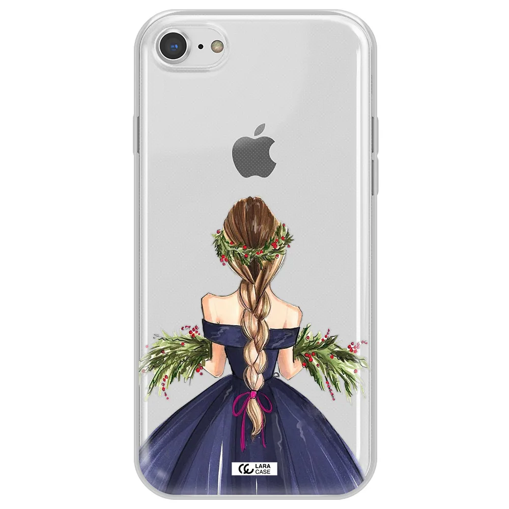 Long Hair Girl Watercolor Apple iPhone 8 Clear TPU Case