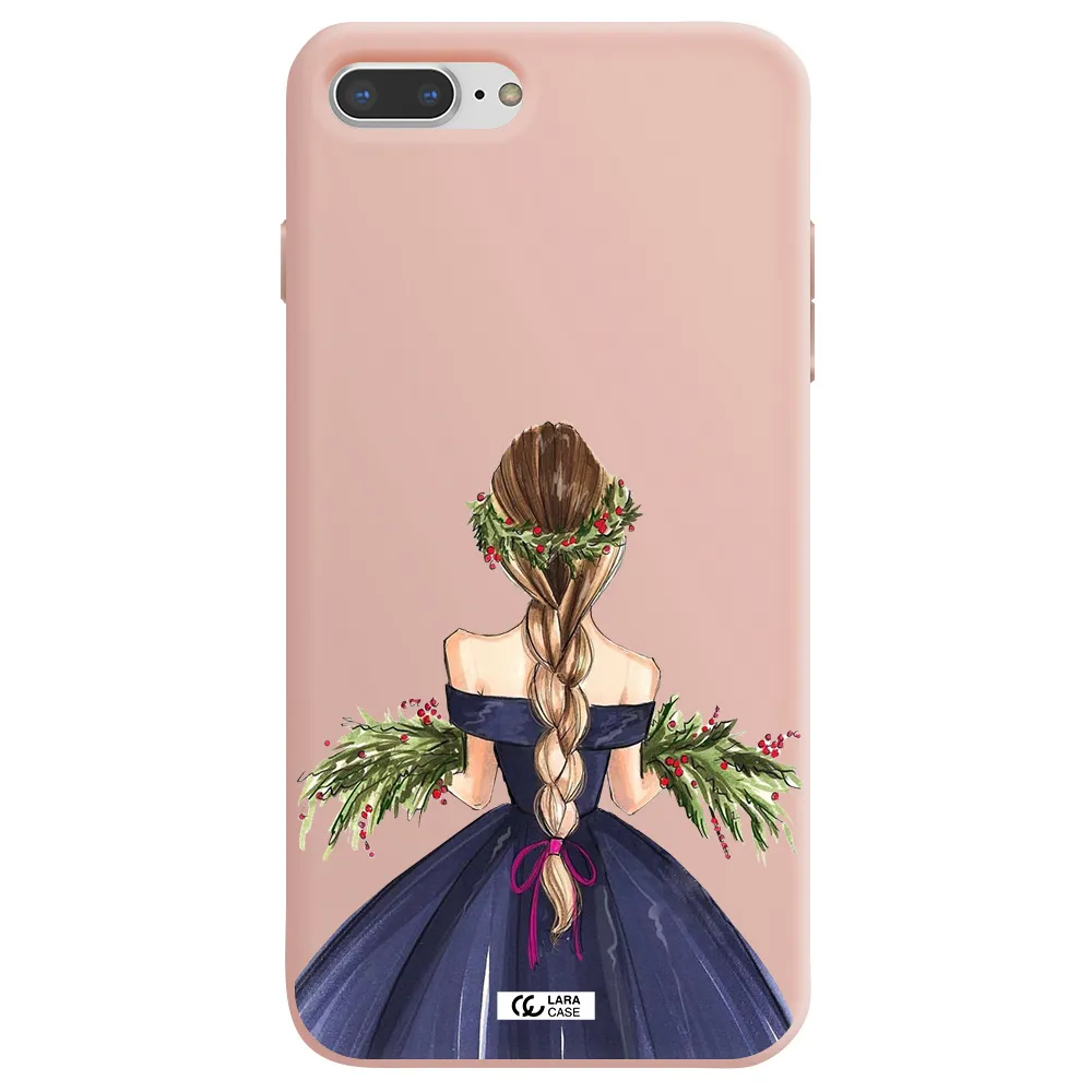 Long Hair Girl Watercolor Apple iPhone 8 plus Silicone pastel pink Case