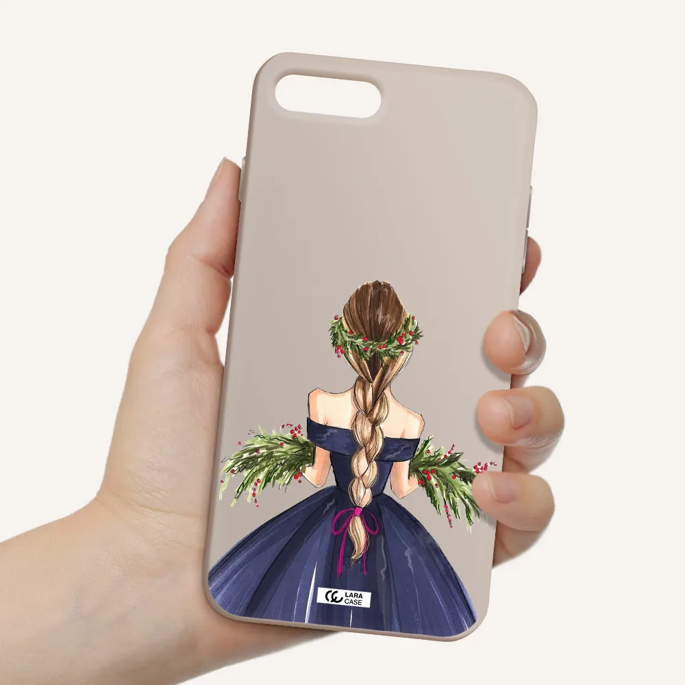 Long Hair Girl Watercolor Apple iPhone 8 plus Silicone Stone Case