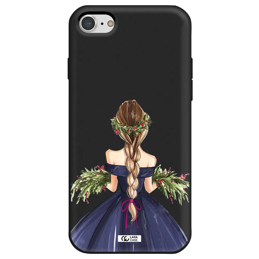 Long Hair Girl Watercolor Apple iPhone 8 Silicone black Case