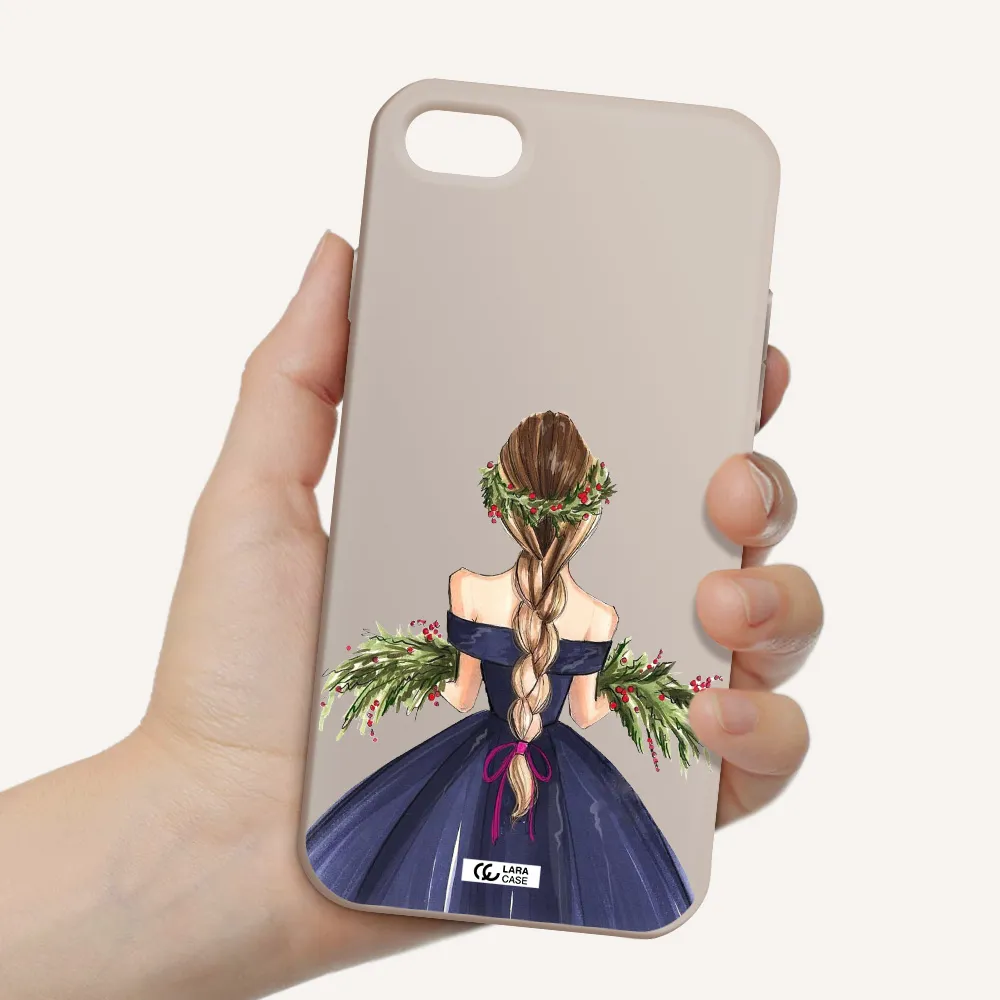 Long Hair Girl Watercolor Apple iPhone 8 Silicone Stone Case