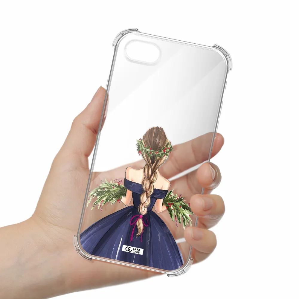 Long Hair Girl Watercolor Apple iPhone se 2020 Clear PC Case