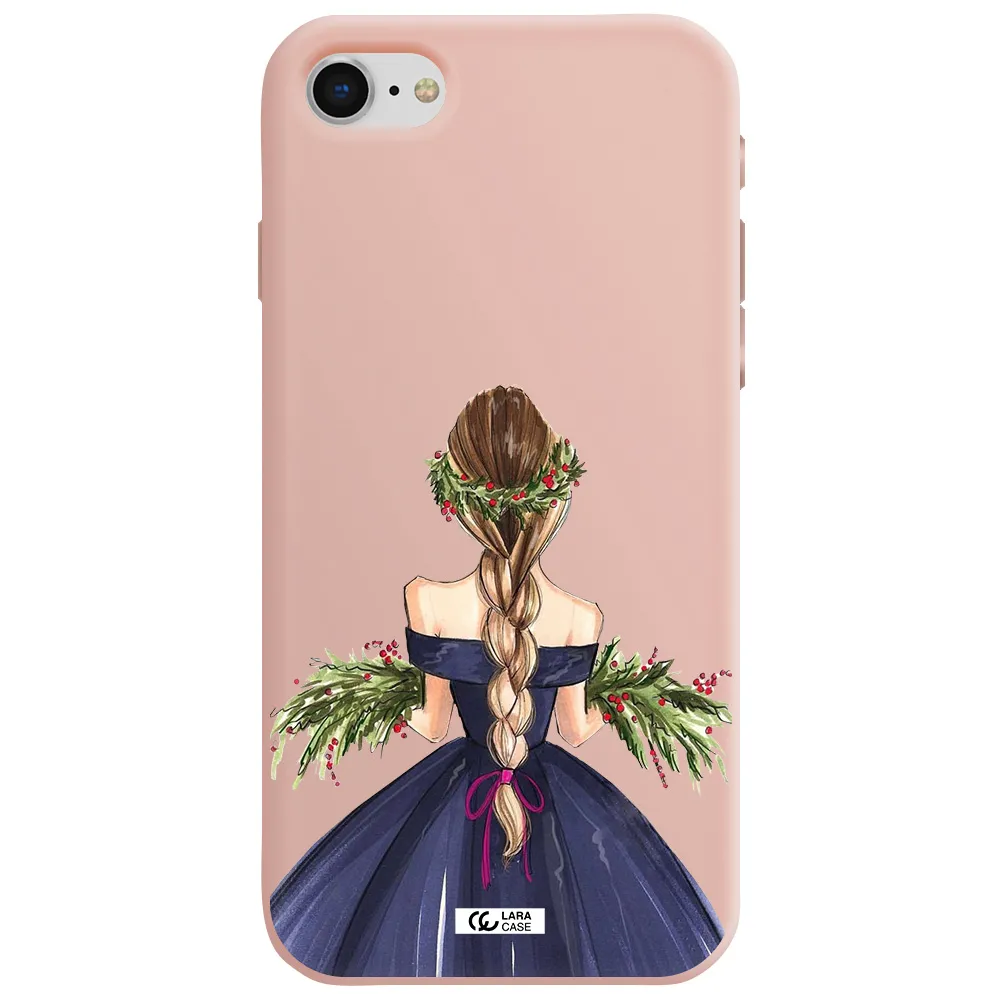 Long Hair Girl Watercolor Apple iPhone se 2020 Silicone pastel pink Case