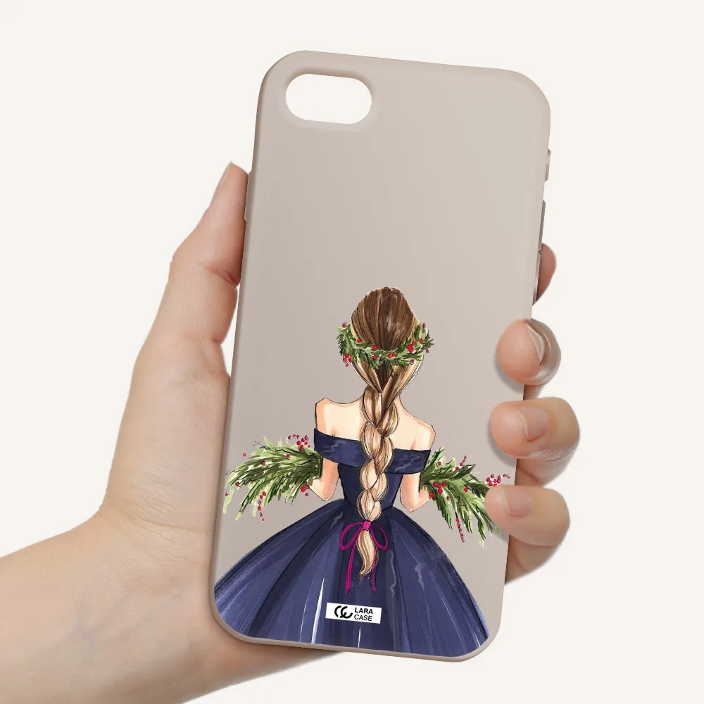 Long Hair Girl Watercolor Apple iPhone se 2020 Silicone Stone Case