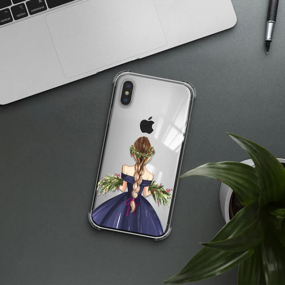 Long Hair Girl Watercolor Apple iPhone X Clear PC Case