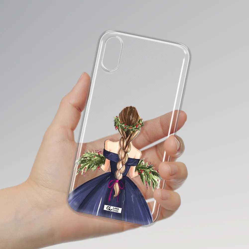 Long Hair Girl Watercolor Apple iPhone X Clear TPU Case