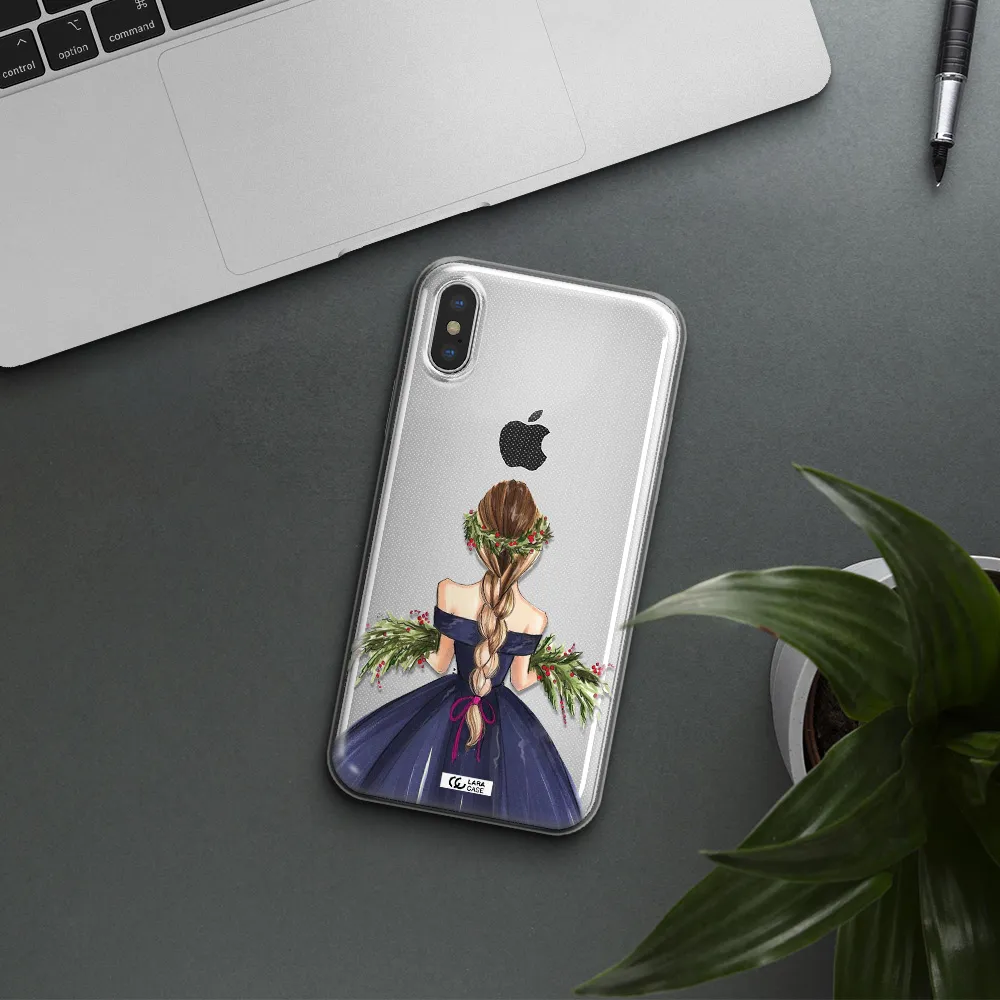 Long Hair Girl Watercolor Apple iPhone X Clear TPU Case