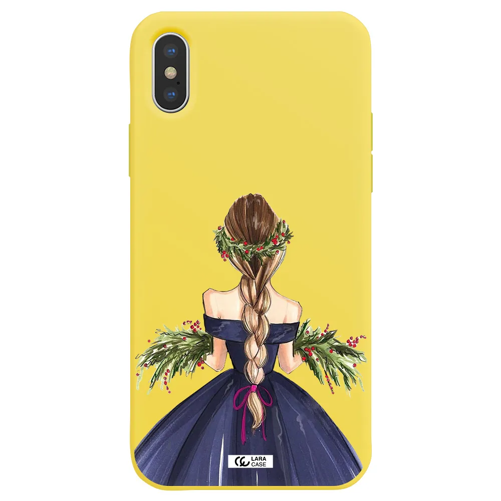 Long Hair Girl Watercolor Apple iPhone X Silicone canary yellow Case