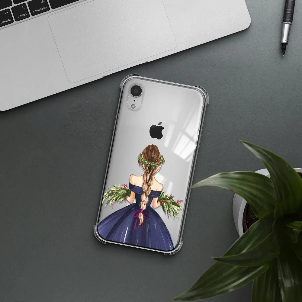 Long Hair Girl Watercolor Apple iPhone XR Clear PC Case