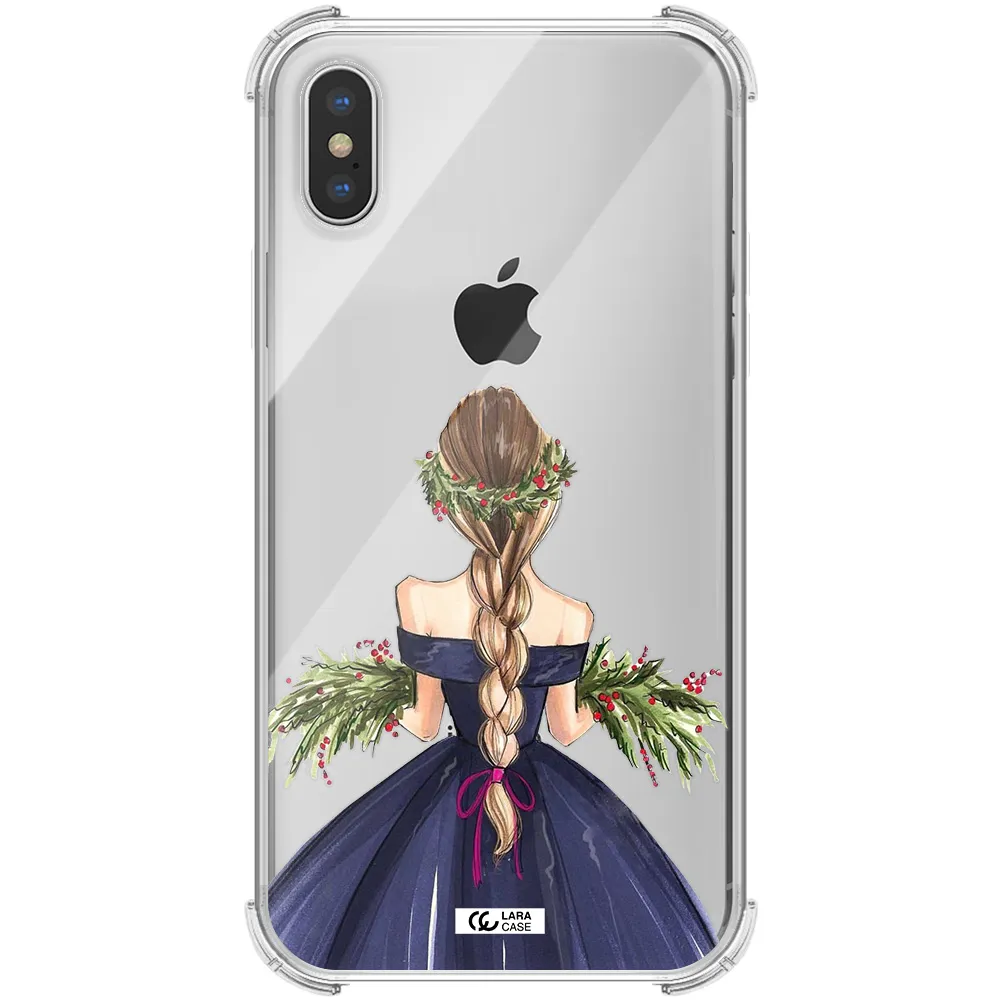 Long Hair Girl Watercolor Apple iPhone XS Clear PC Case