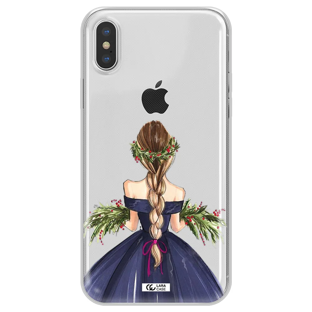 Long Hair Girl Watercolor Apple iPhone XS Clear TPU Case