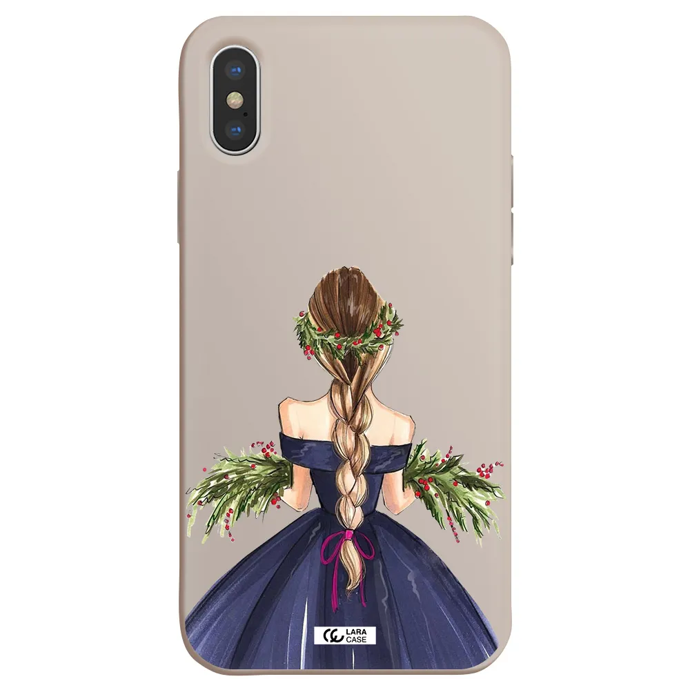 Long Hair Girl Watercolor Apple iPhone XS Silicone Stone Case