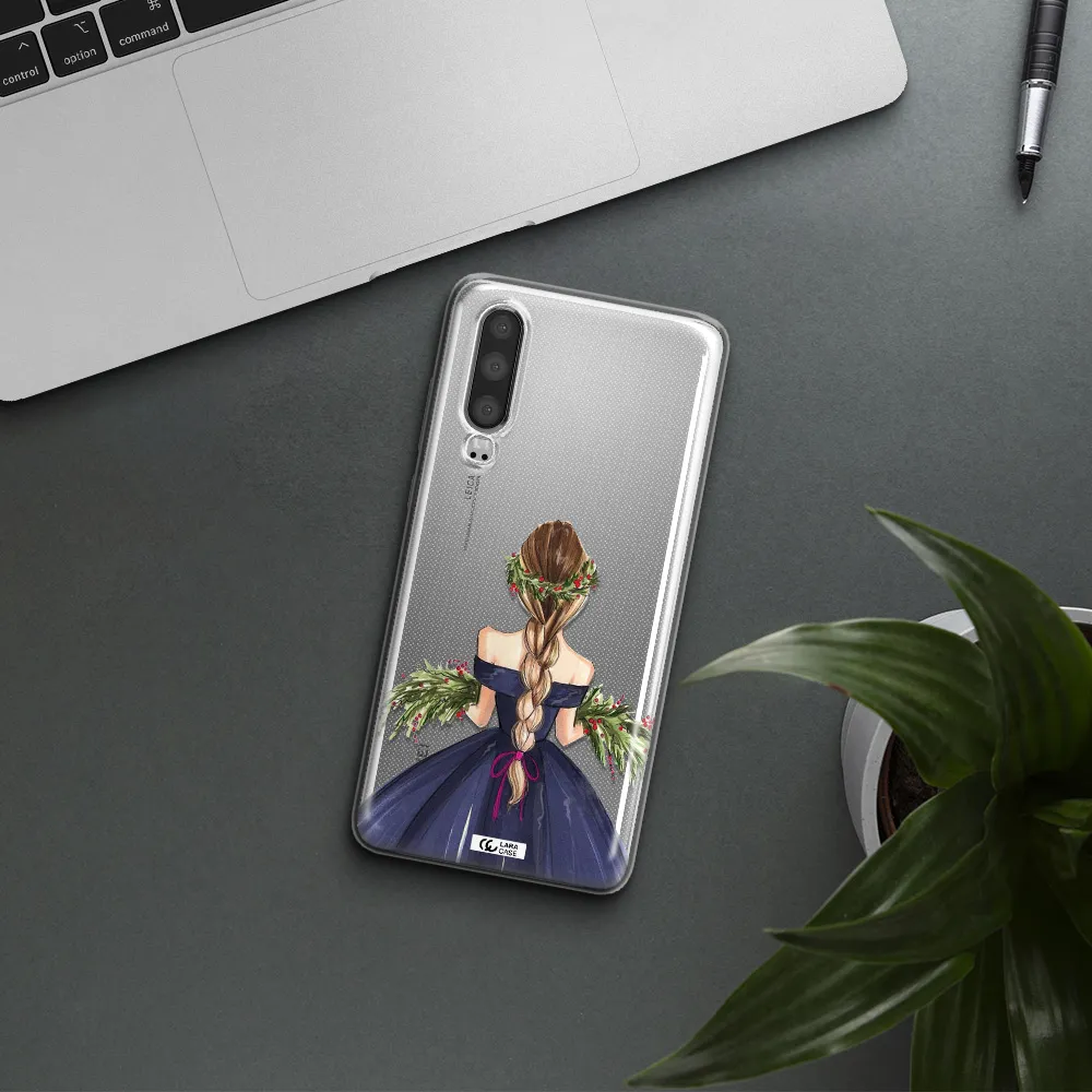 Long Hair Girl Watercolor Huawei P30 Clear TPU Case