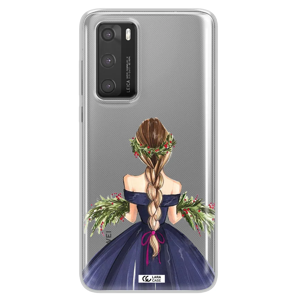 Long Hair Girl Watercolor Huawei P40 Clear TPU Case