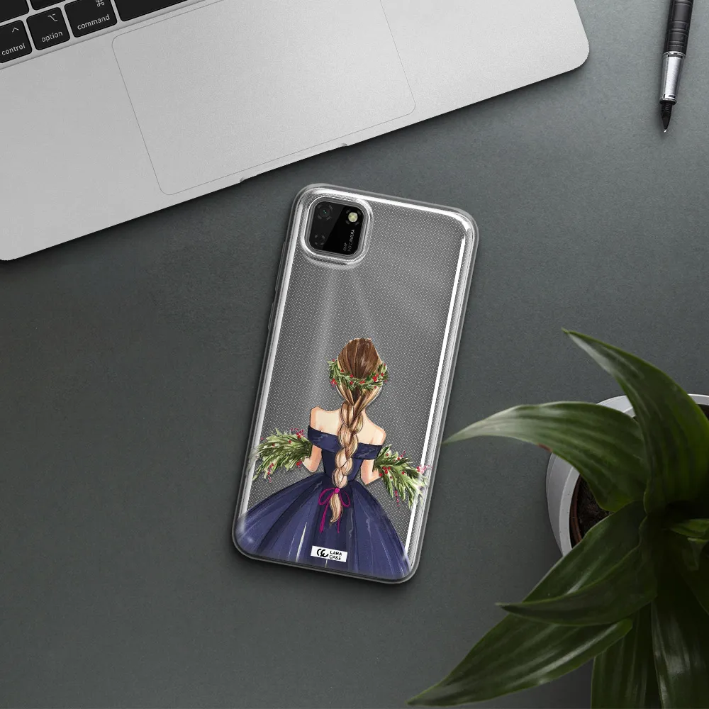 Long Hair Girl Watercolor Huawei Y5P Clear TPU Case