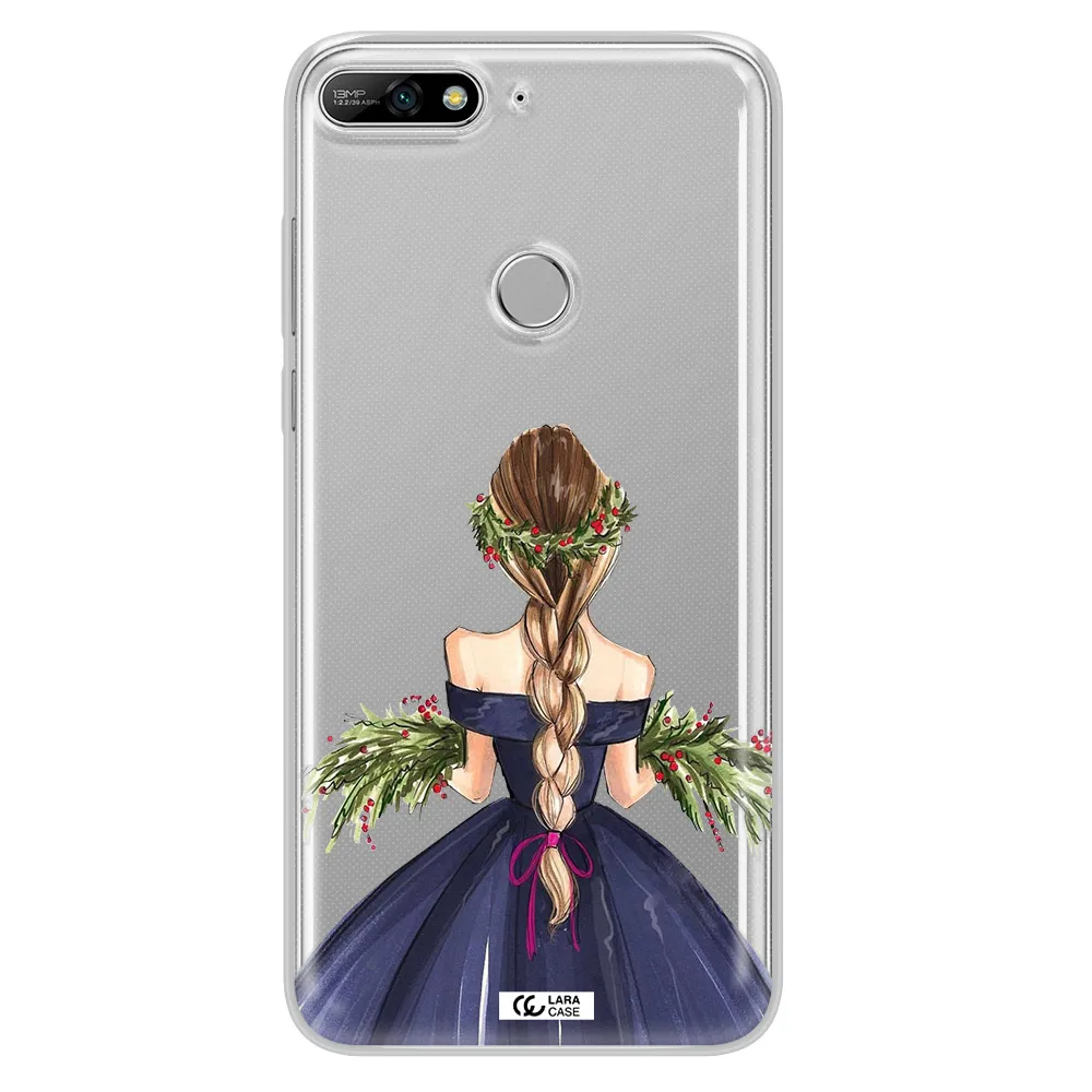 Long Hair Girl Watercolor Huawei Y7 2018 Clear TPU Case