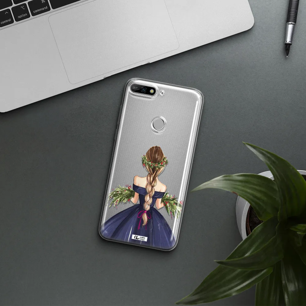 Long Hair Girl Watercolor Huawei Y7 2018 Clear TPU Case