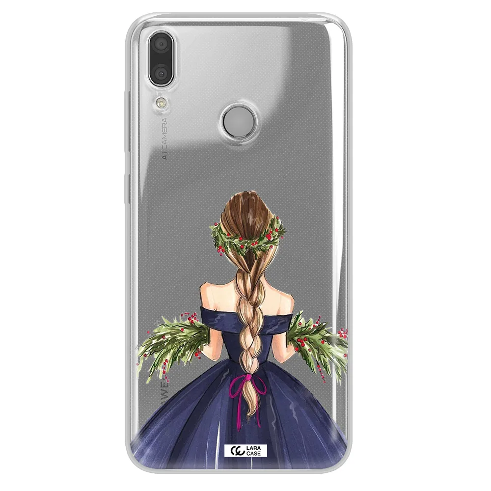 Long Hair Girl Watercolor Huawei Y9 2019 Clear TPU Case