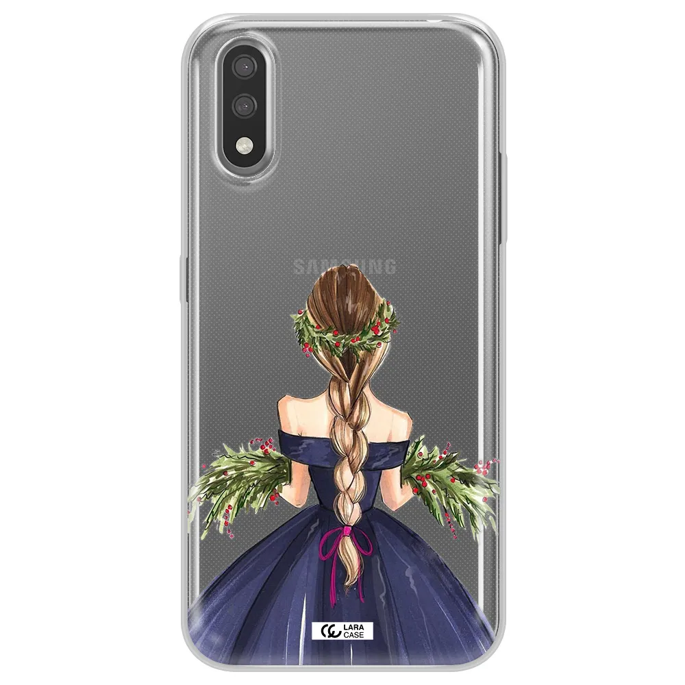 Long Hair Girl Watercolor Samsung A01 Clear TPU Case