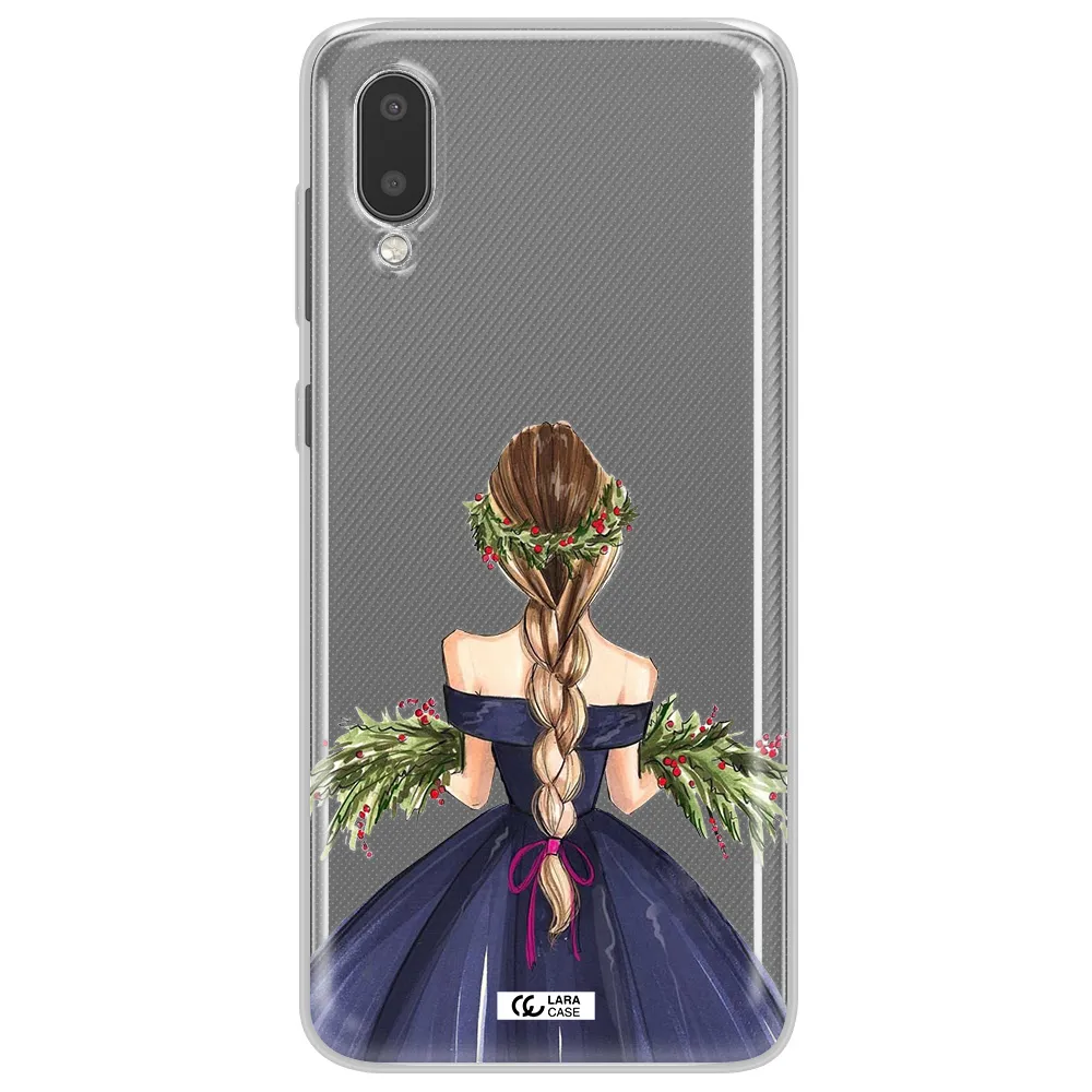 Long Hair Girl Watercolor Samsung A02 Clear TPU Case