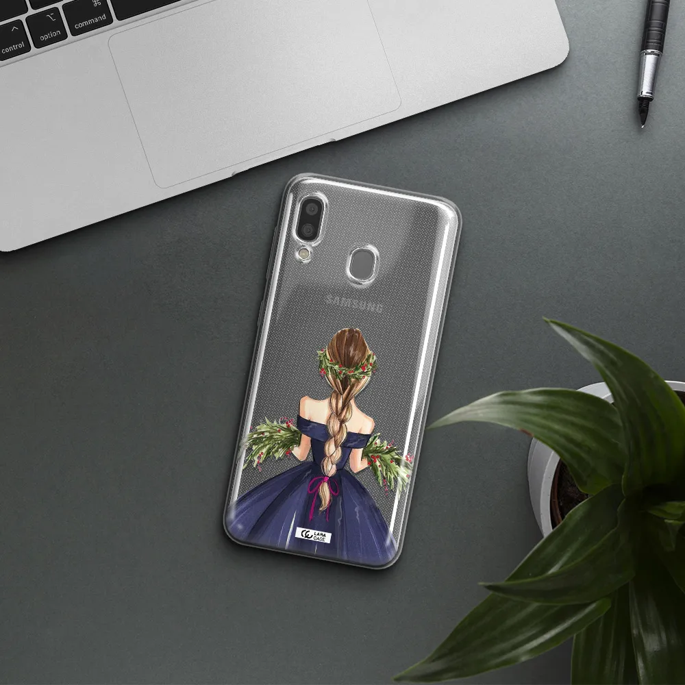 Long Hair Girl Watercolor Samsung A20 Clear TPU Case