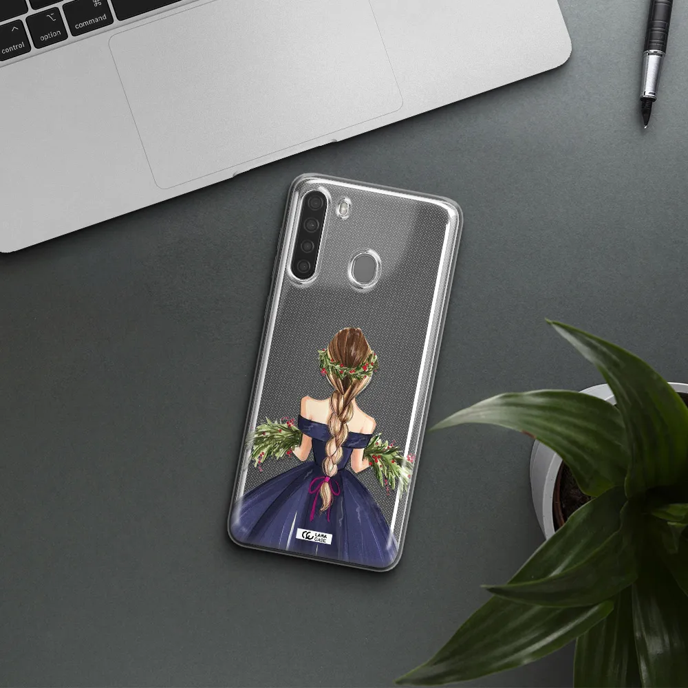 Long Hair Girl Watercolor Samsung A21 Clear TPU Case