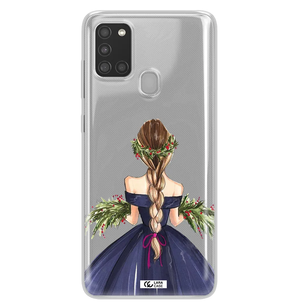 Long Hair Girl Watercolor Samsung A21S Clear TPU Case