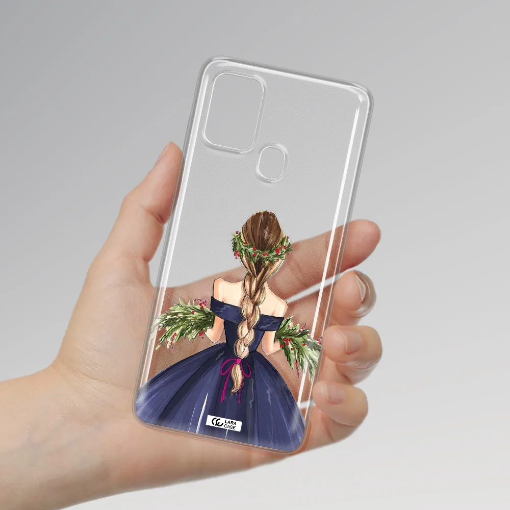 Long Hair Girl Watercolor Samsung A21S Clear TPU Case