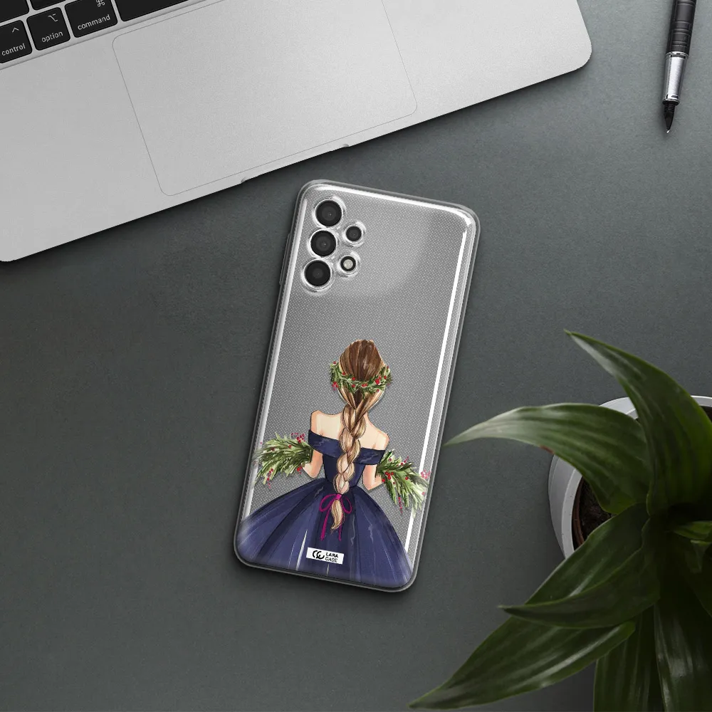 Long Hair Girl Watercolor Samsung A32 4G Clear Tpu Case