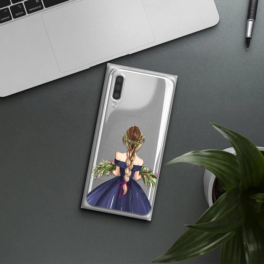 Long Hair Girl Watercolor Samsung A50S Clear Tpu Case