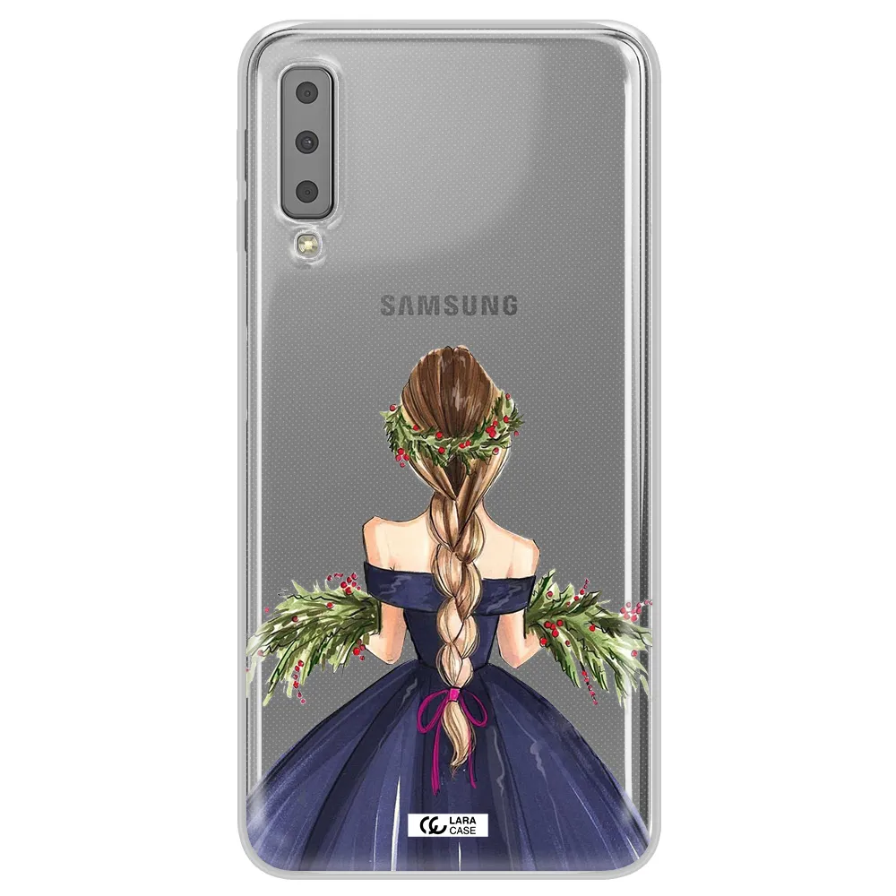 Long Hair Girl Watercolor Samsung A7 2018 Clear TPU Case